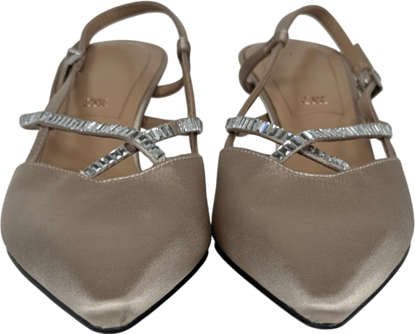 Charles & Keith Cream Polyester Crystal - embellished Slingback UK 4 EU 37 👠 - Reliked