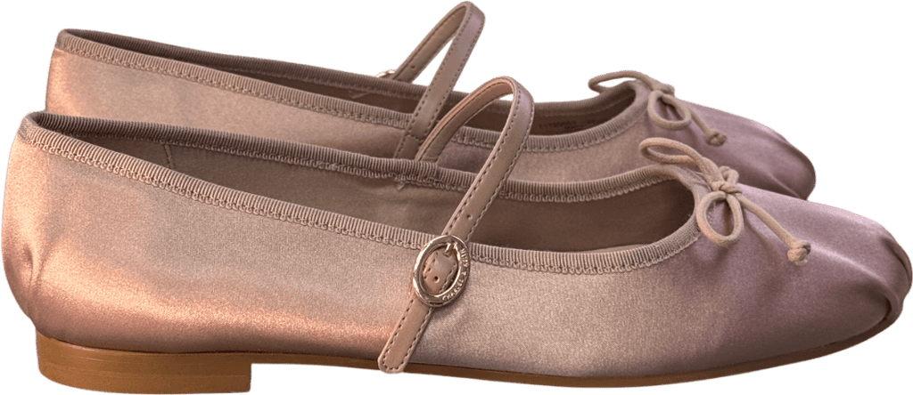 Charles & Keith Dusty Pink Emiko Satin Bow Mary Jane Flats UK 4 EU 37 👠 - Reliked