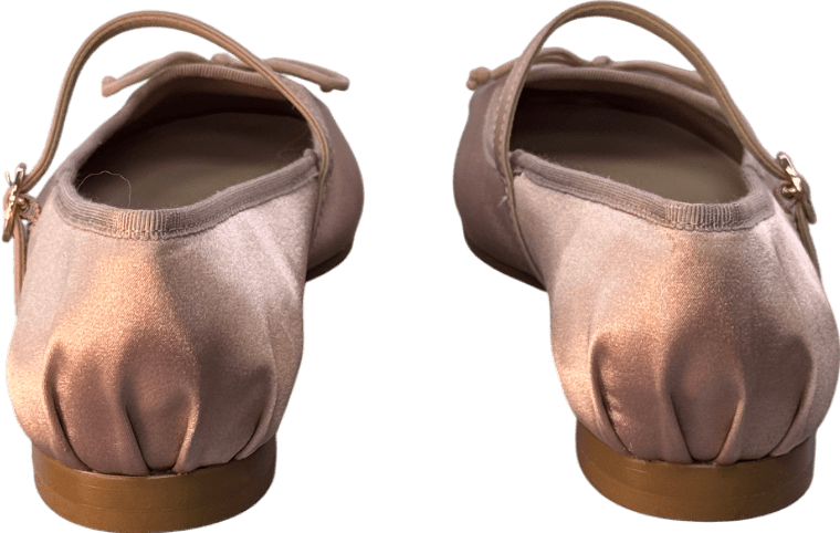 Charles & Keith Dusty Pink Emiko Satin Bow Mary Jane Flats UK 4 EU 37 👠 - Reliked