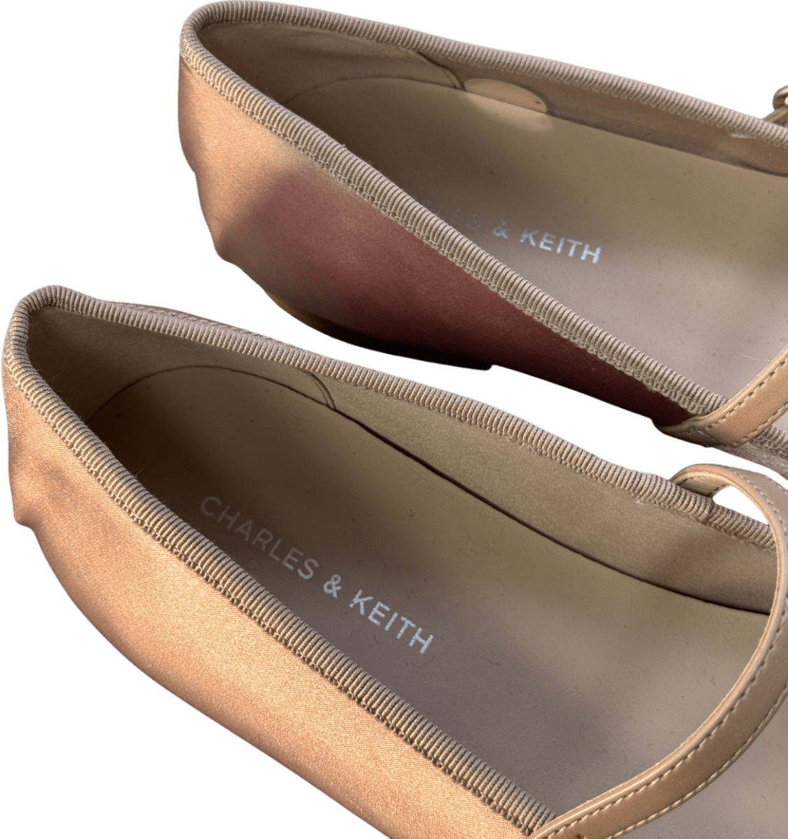 Charles & Keith Dusty Pink Emiko Satin Bow Mary Jane Flats UK 4 EU 37 👠 - Reliked