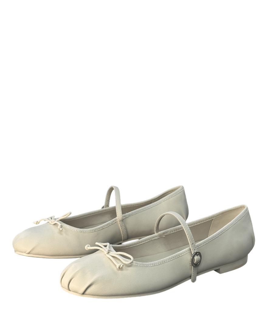 Charles & Keith Emiko Bow Mary Jane Flats - Chalk White UK 4 EU 37 👠 - Reliked