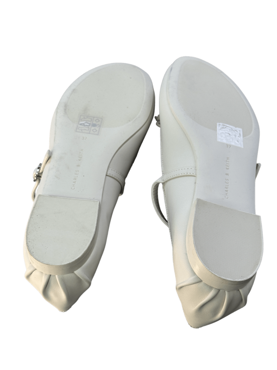 Charles & Keith Emiko Bow Mary Jane Flats - Chalk White UK 4 EU 37 👠 - Reliked