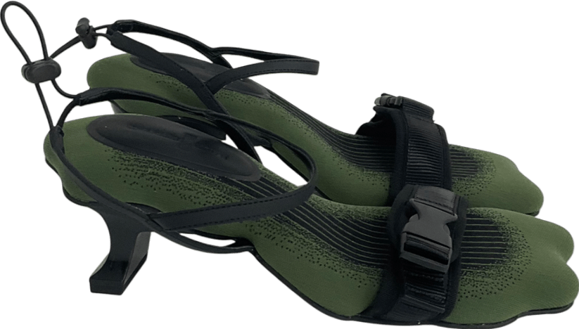 Charles & Keith Green Nylon Wave - edge Sculptural - heel Sandals UK 7 EU 40 👠 - Reliked