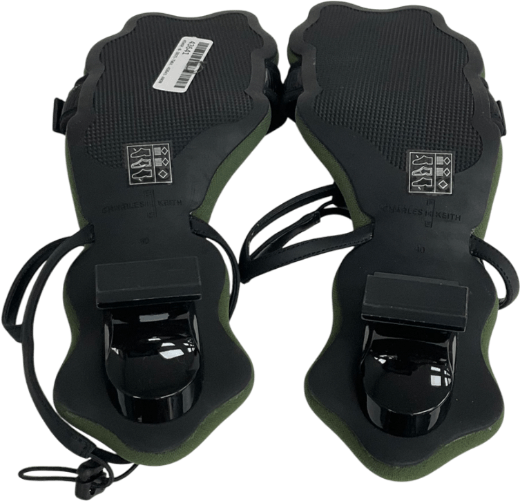 Charles & Keith Green Nylon Wave - edge Sculptural - heel Sandals UK 7 EU 40 👠 - Reliked