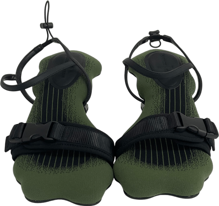 Charles & Keith Green Nylon Wave - edge Sculptural - heel Sandals UK 7 EU 40 👠 - Reliked