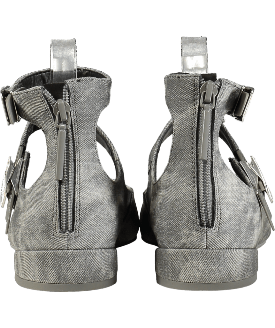 Charles & Keith Grey Robbie Denim - effect Pointed - toe Mary Jane Flats UK 4 EU 37 👠 - Reliked