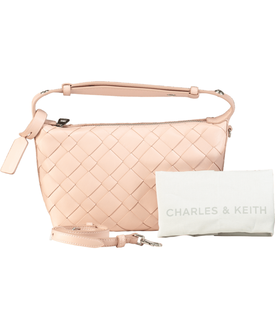 Charles & Keith Ivette Woven Shoulder Bag - Light Pink - Reliked