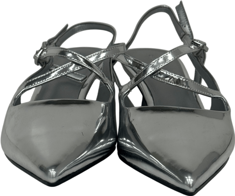 Charles & Keith Metallic Buckle - strap Kitten Heel Slingback Pump UK 4 EU 37 👠 - Reliked