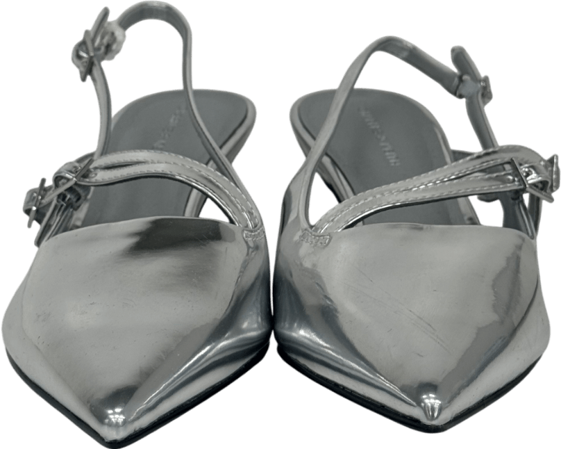 Charles & Keith Metallic Buckle - strap Kitten Heel Slingback Pumps UK 5 EU 38 👠 - Reliked