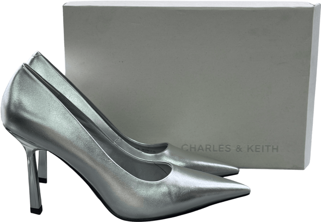 Charles & Keith Metallic Silver Pointed - toe Pumps UK 6 EU 39 👠 - Reliked