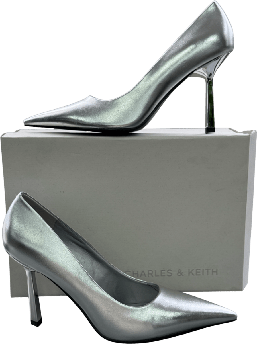 Charles & Keith Metallic Silver Pointed - toe Pumps UK 6 EU 39 👠 - Reliked