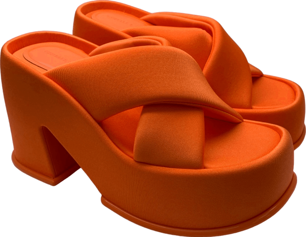 Charles & Keith Orange Block Heel Sandals EU 38 UK 5 - Reliked