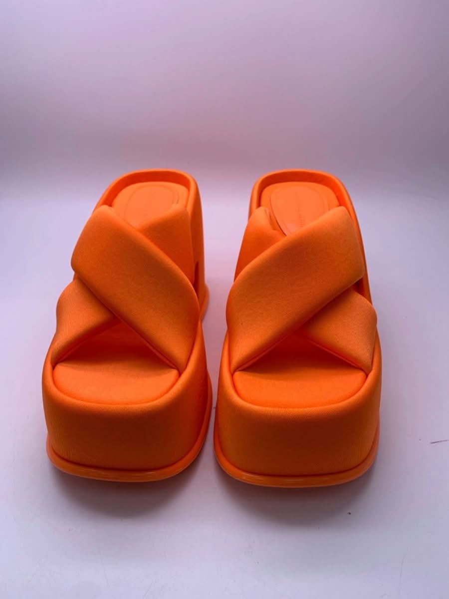 Charles & Keith Orange Block Heel Sandals EU 38 UK 5 - Reliked