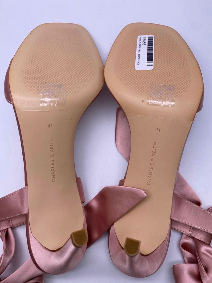 Charles & Keith Pink Satin Bow Heels EU 41 UK 8 - Reliked