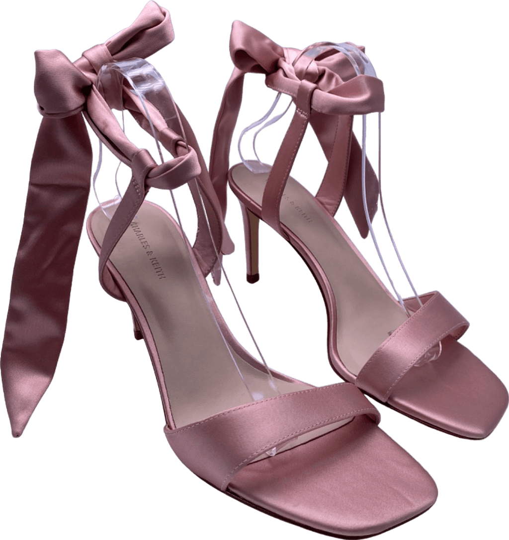 Charles & Keith Pink Satin Bow Heels EU 41 UK 8 - Reliked