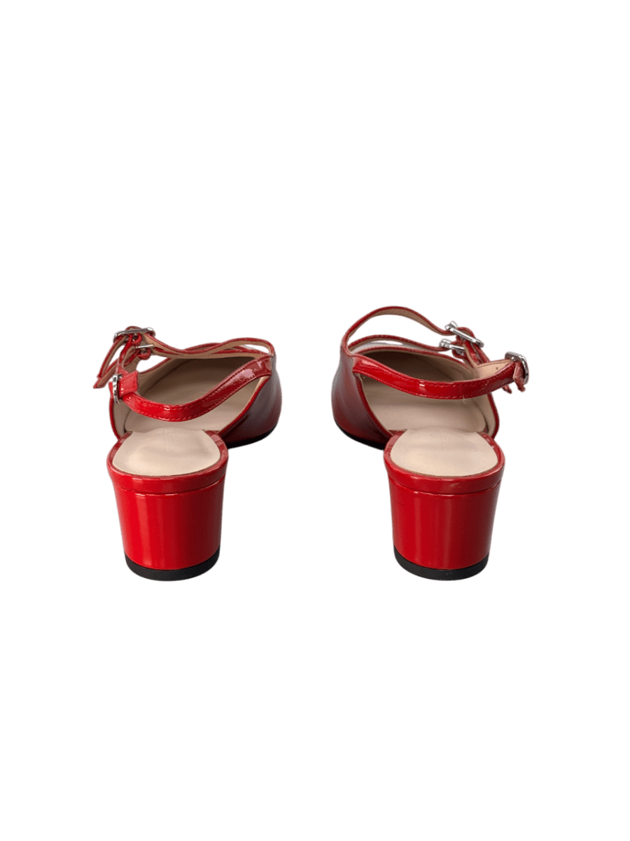 Charles & Keith Red Clementine Double - strap Slingback Mary Jane Pumps UK 4 EU 37 👠 - Reliked
