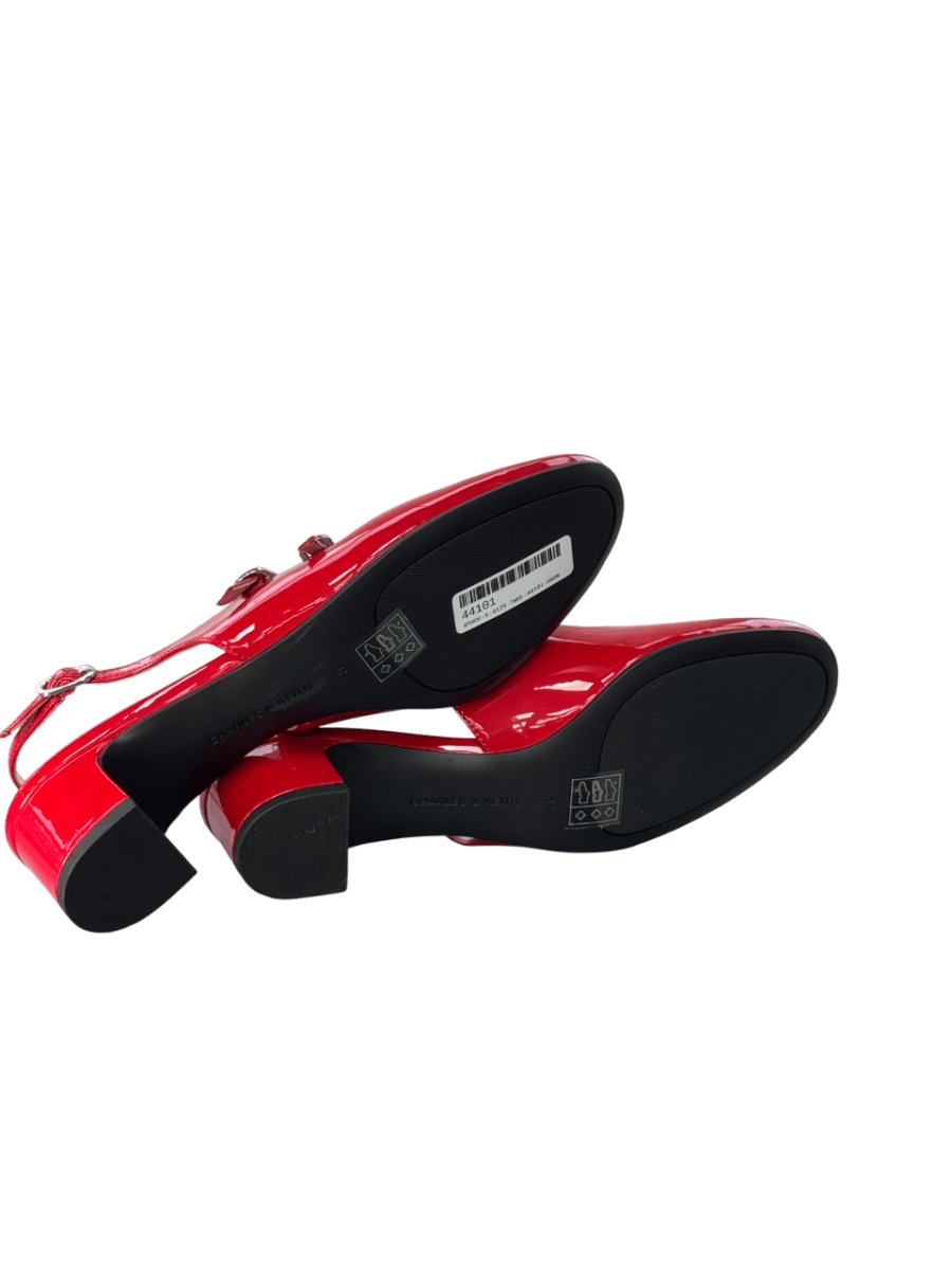 Charles & Keith Red Clementine Double - strap Slingback Mary Jane Pumps UK 4 EU 37 👠 - Reliked