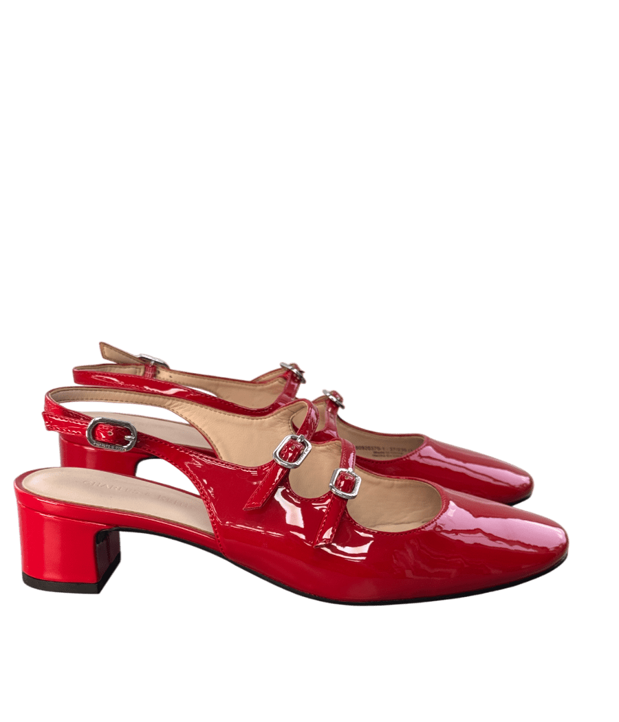 Charles & Keith Red Clementine Double - strap Slingback Mary Jane Pumps UK 4 EU 37 👠 - Reliked
