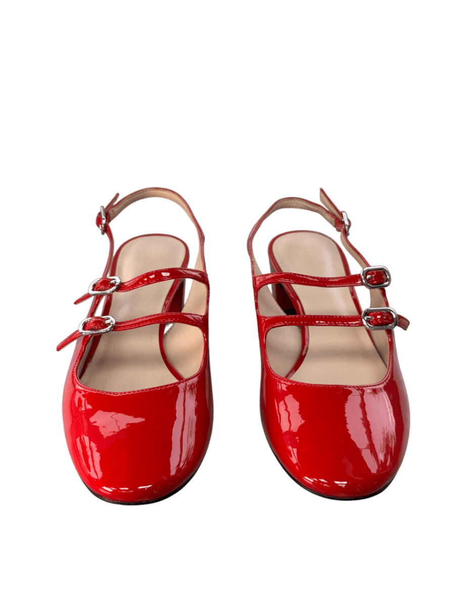Charles & Keith Red Clementine Double - strap Slingback Mary Jane Pumps UK 4 EU 37 👠 - Reliked