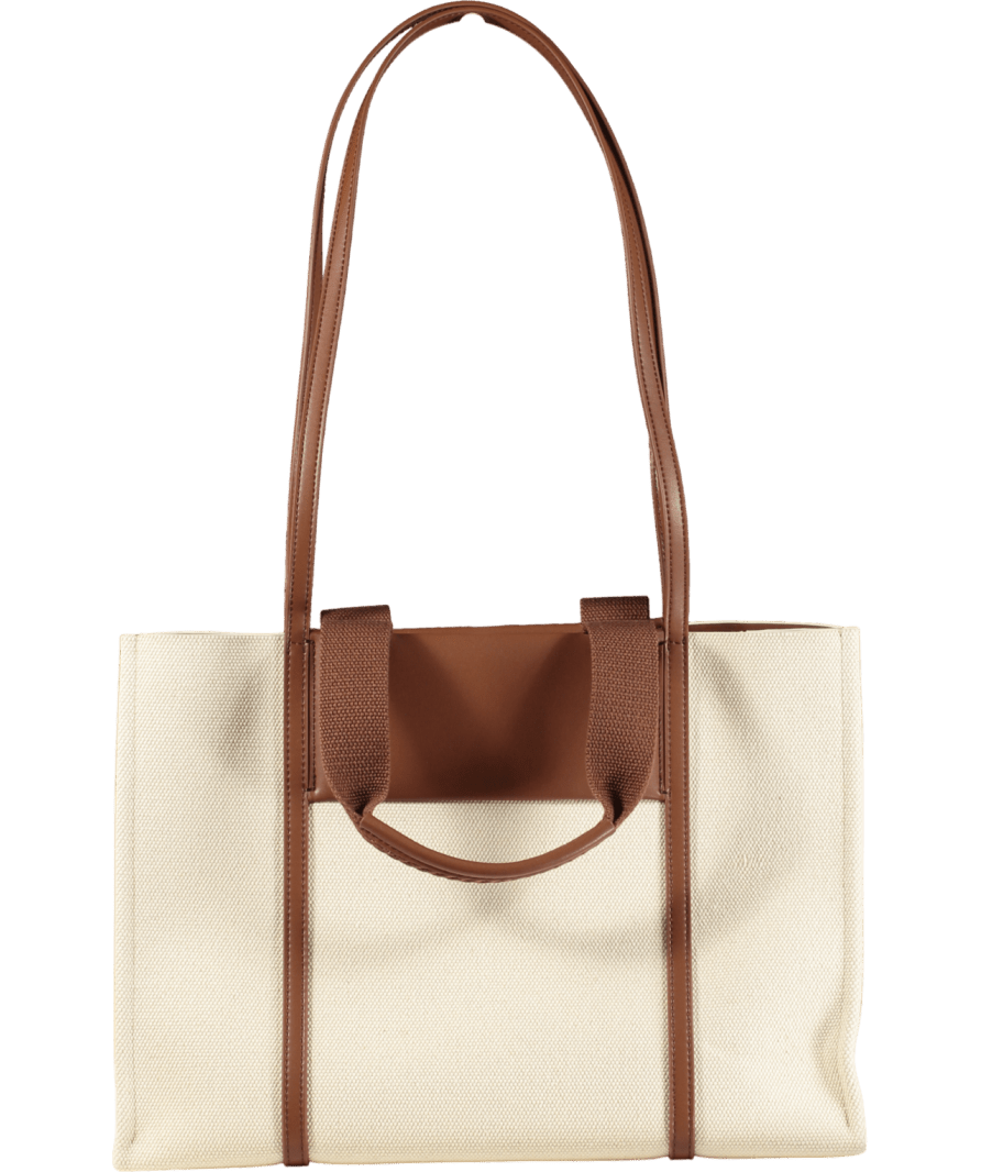 Charles & Keith Shalia Canvas Tote Bag - Beige Canvas - Reliked