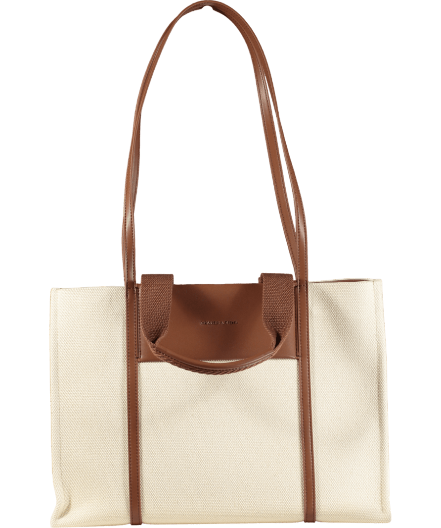 Charles & Keith Shalia Canvas Tote Bag - Beige Canvas - Reliked