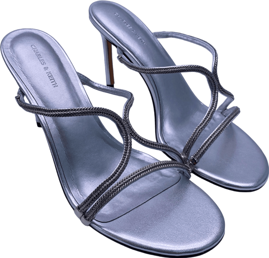 Charles & Keith Silver Strappy Heeled Sandals EU 41 UK 8 - Reliked