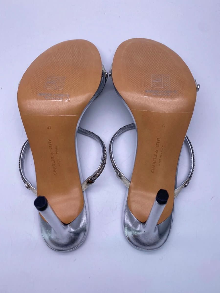 Charles & Keith Silver Strappy Heeled Sandals EU 41 UK 8 - Reliked