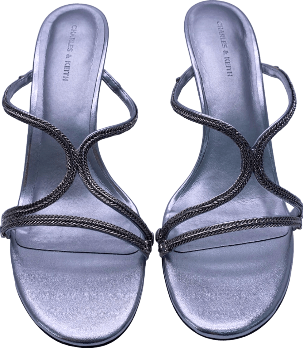 Charles & Keith Silver Strappy Heeled Sandals EU 41 UK 8 - Reliked