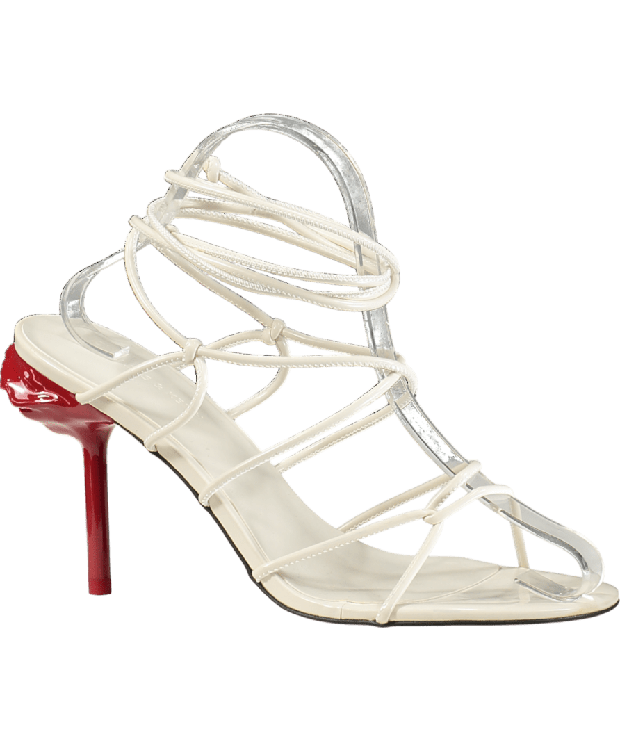 Charles & Keith White Flor Rose - heel Strappy Sandals UK 6 EU 39 👠 - Reliked