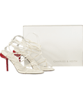Charles & Keith White Flor Rose - heel Strappy Sandals UK 6 EU 39 👠 - Reliked