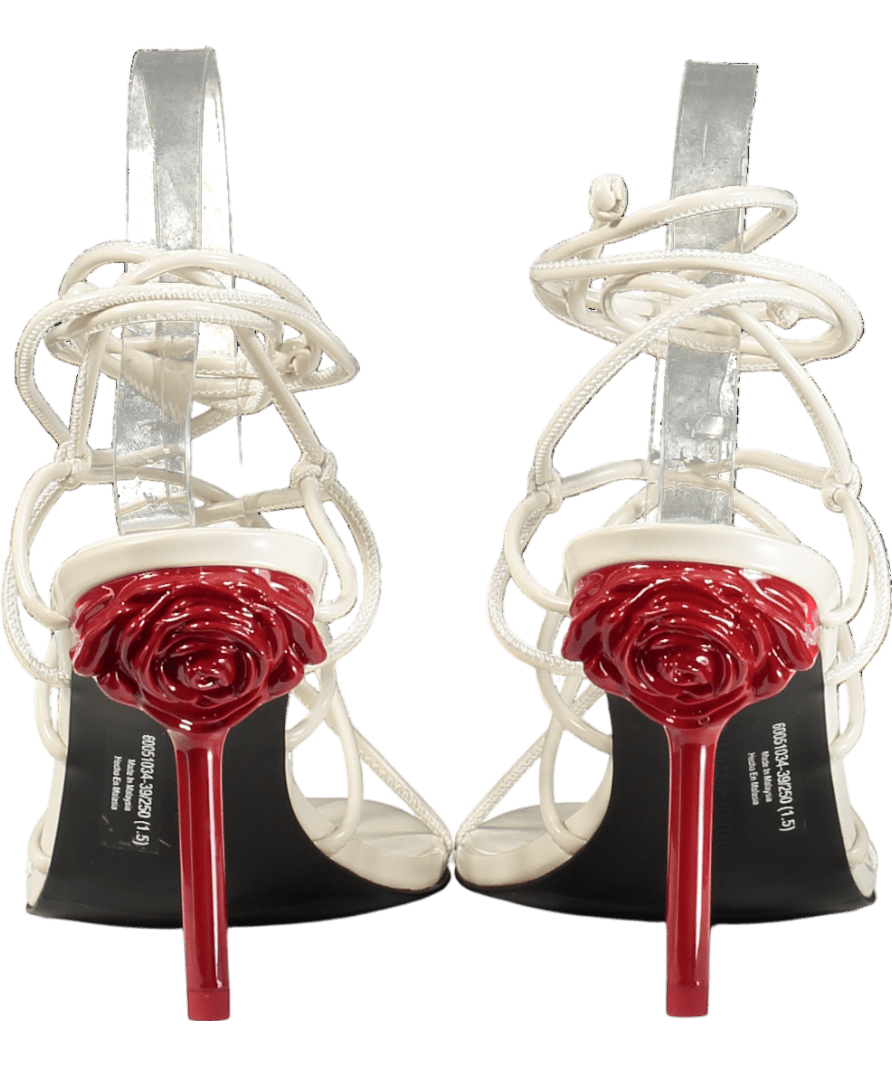 Charles & Keith White Flor Rose - heel Strappy Sandals UK 6 EU 39 👠 - Reliked