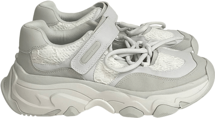 Charles & Keith White Gaskell Lace Mary Jane Sneakers UK 7 EU 40 👠 - Reliked