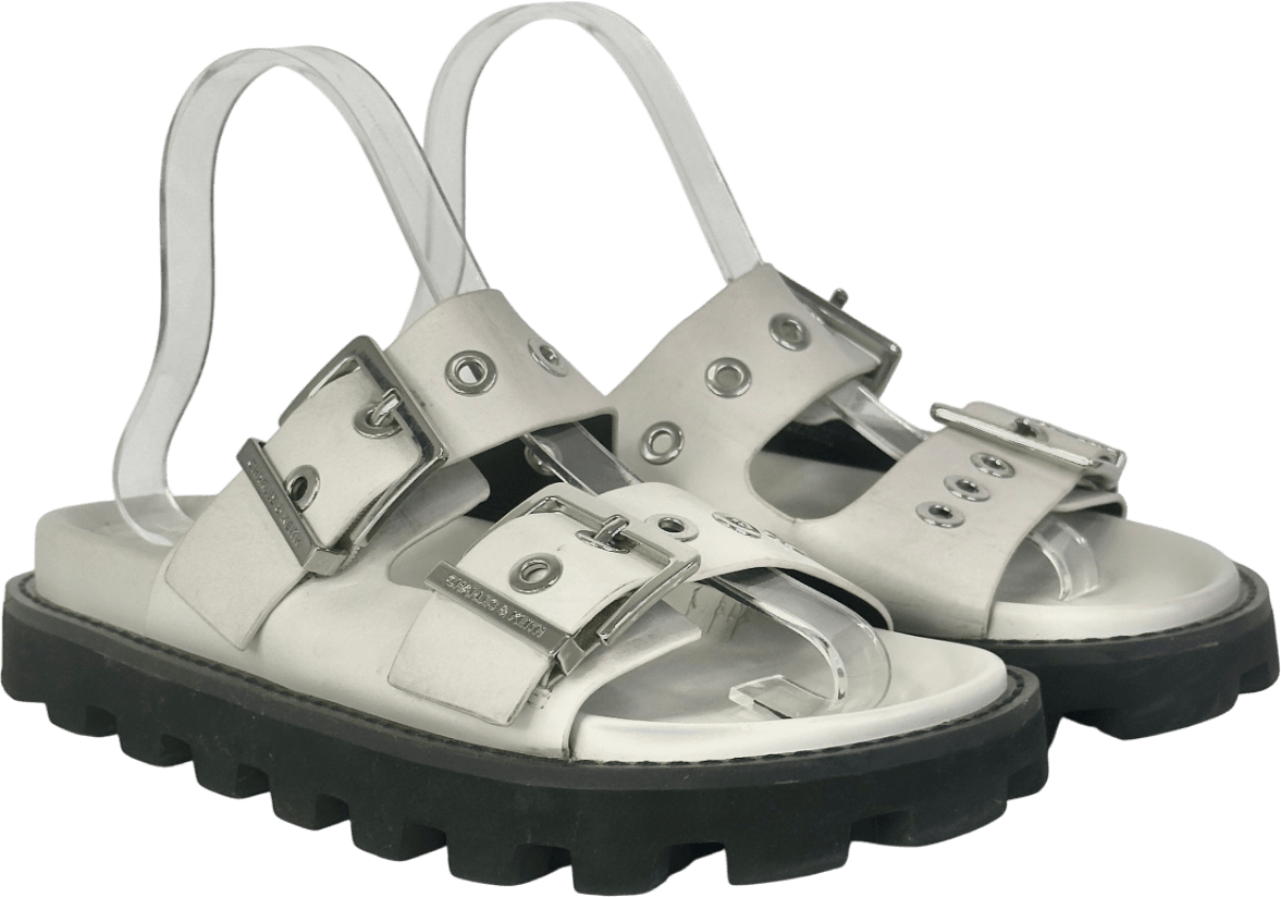 Charles & Keith White Trill Grommet Double - strap Sandals UK 4 EU 37 👠 - Reliked