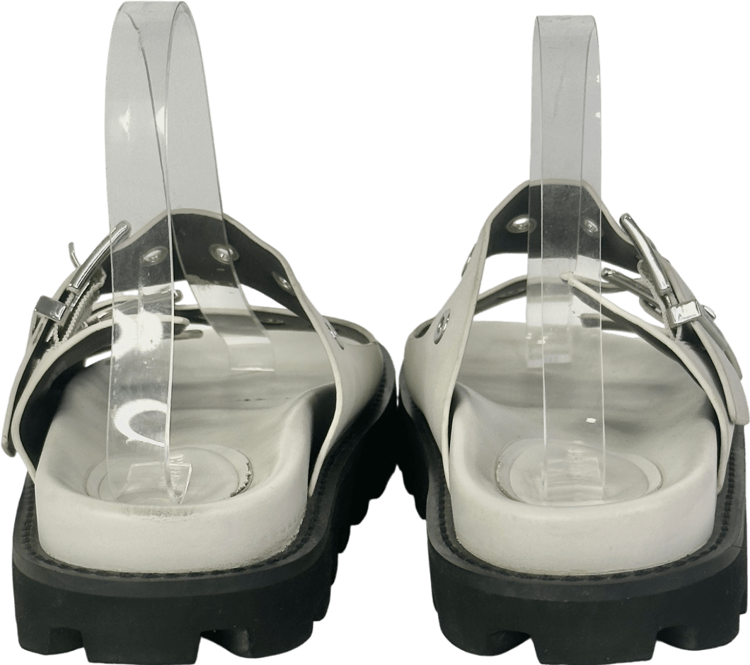Charles & Keith White Trill Grommet Double - strap Sandals UK 4 EU 37 👠 - Reliked