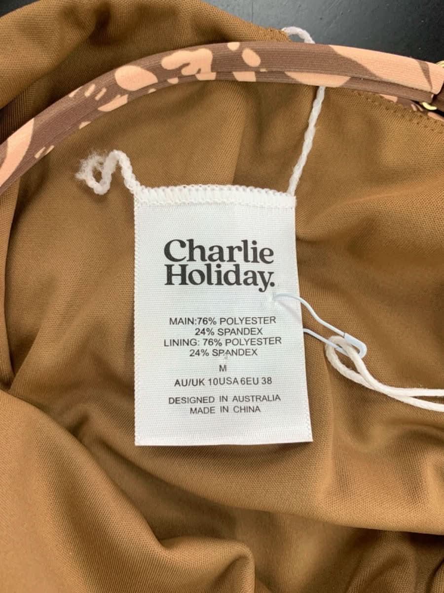 Charlie Holiday Brown Floral Print One - Piece Swimsuit UK 10 - Reliked