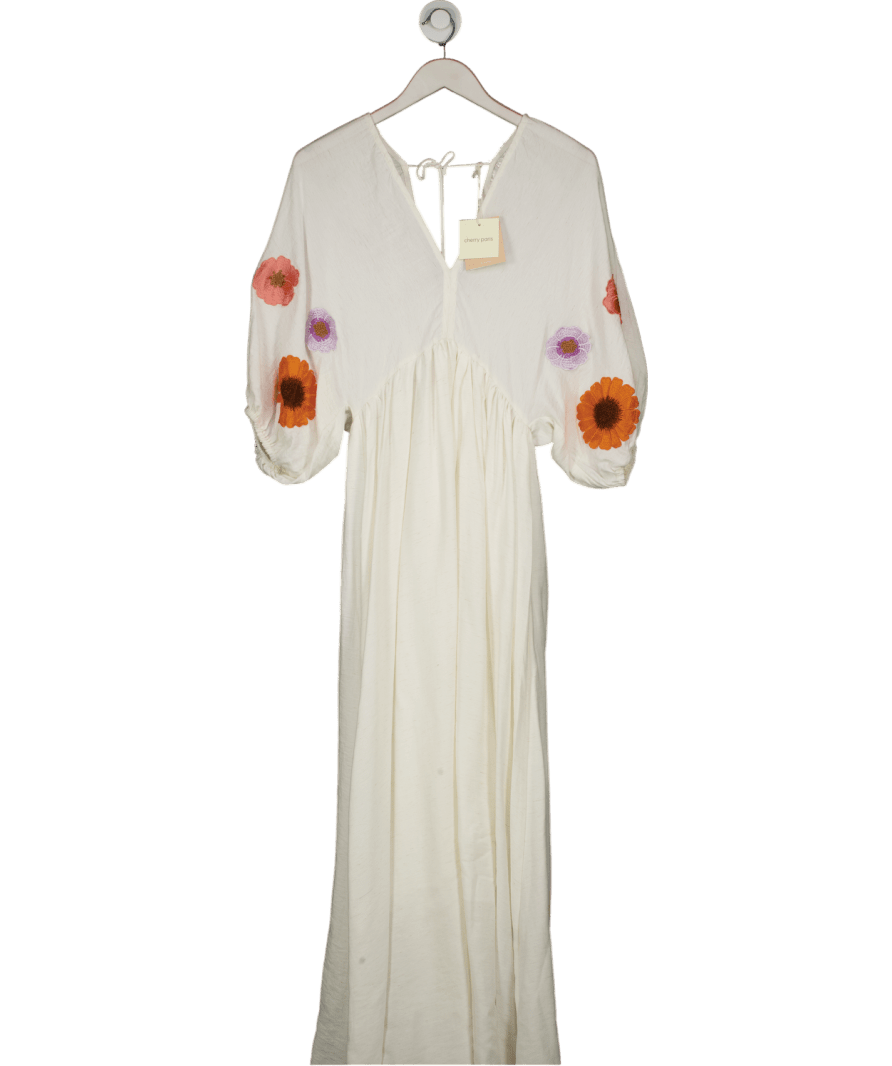 Cherry paris White Floral Maxi Dress UK M/L - Reliked