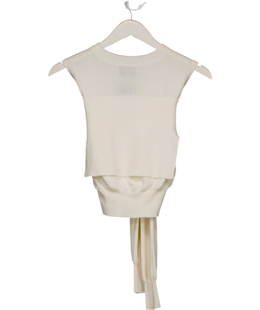 chictopia Cream Cut Out Long Sleeve Shoulder Top UK S - Reliked