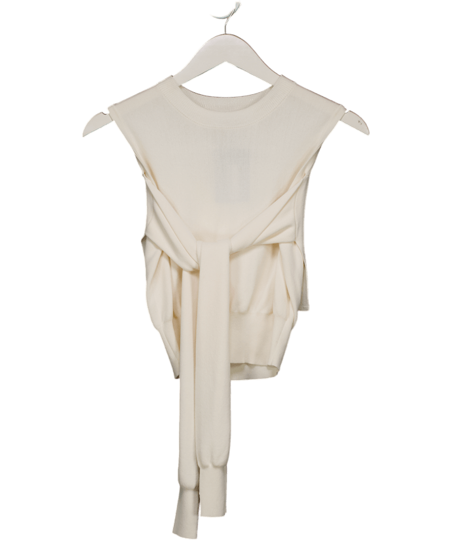 chictopia Cream Cut Out Long Sleeve Shoulder Top UK S - Reliked