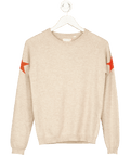 Chinti And Parker Beige / Orange 100% Cashmere Sweater With Stars UK S - Reliked