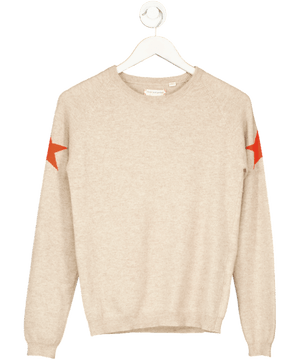Chinti And Parker Beige / Orange 100% Cashmere Sweater With Stars UK S