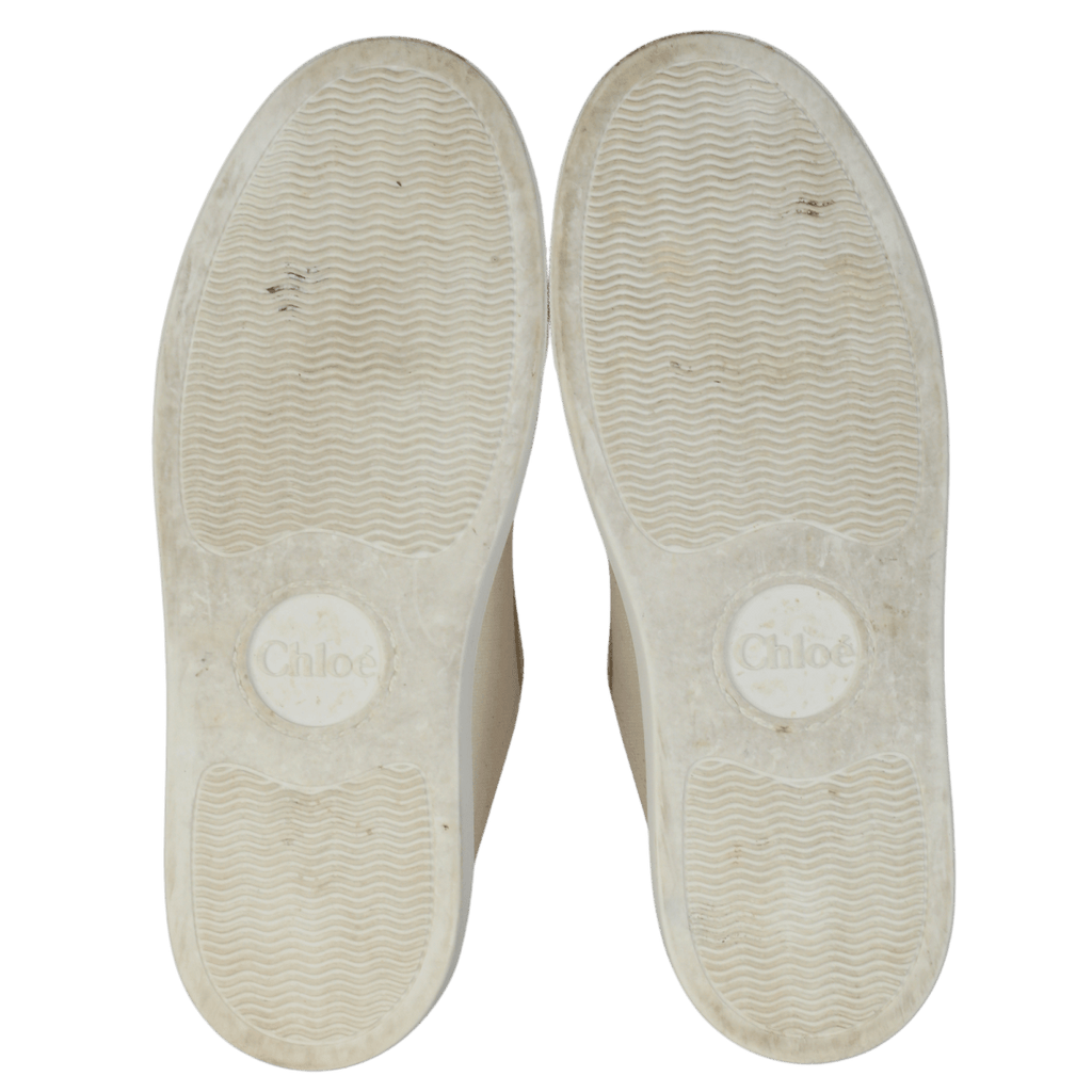 CHLOE Cream Lauren Logo Embroidered Canvas Trainers UK 3 EU 36 👠 - Reliked