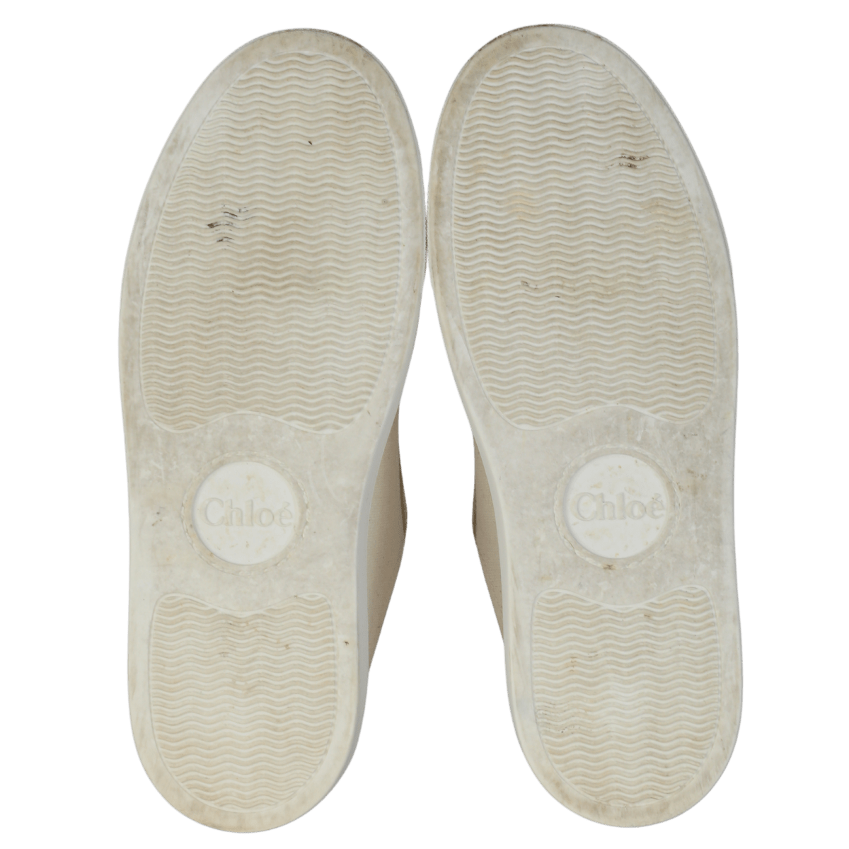 CHLOE Cream Lauren Logo Embroidered Canvas Trainers UK 3 EU 36 👠 - Reliked