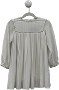 Chloé Kids Ivory White & Gold Stripe Pleated Long Sleeve Dress 4 Years - Reliked