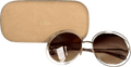 Chloé Metallic Gold Tone Iconic Round Sunglasses In Case One Size - Reliked