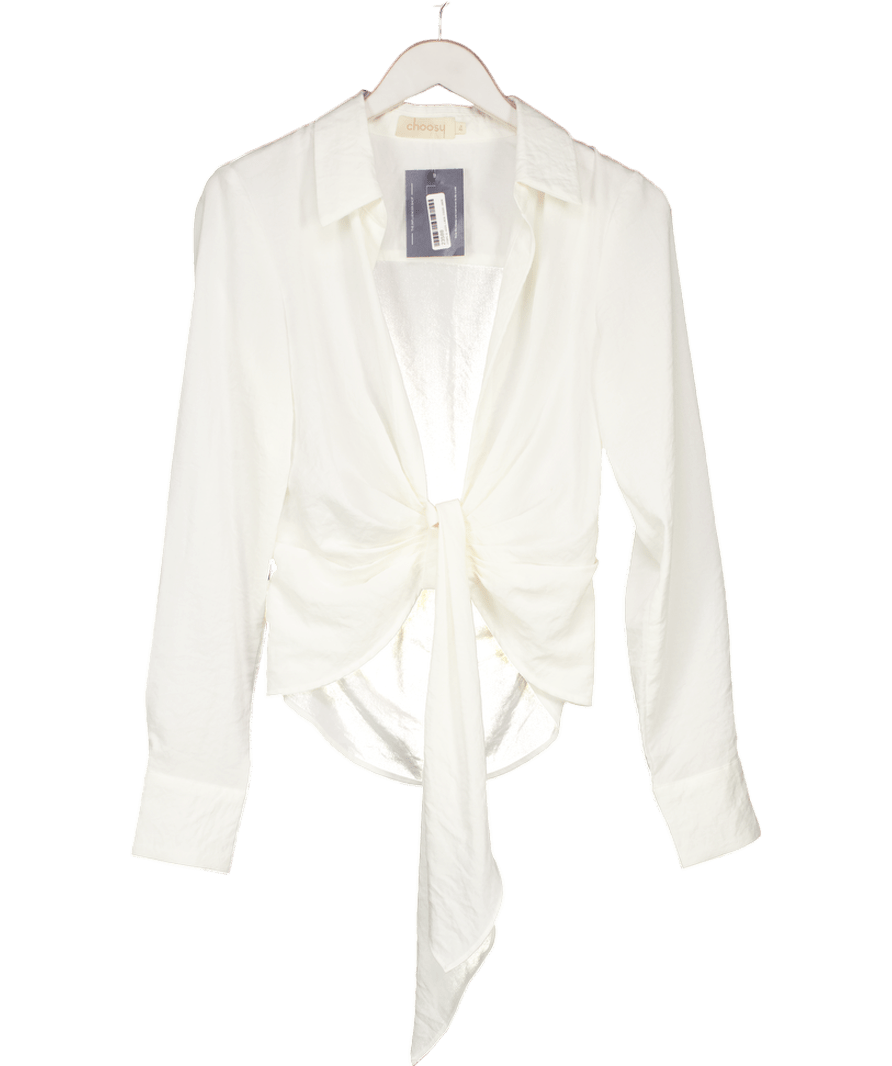 Choosy White Tie - up Effect Shirt UK S - Reliked