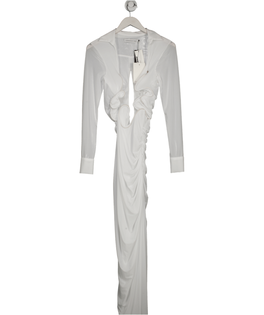 Christopher Esber White Venus Plunge Jersey Maxi Dress UK 6 - Reliked