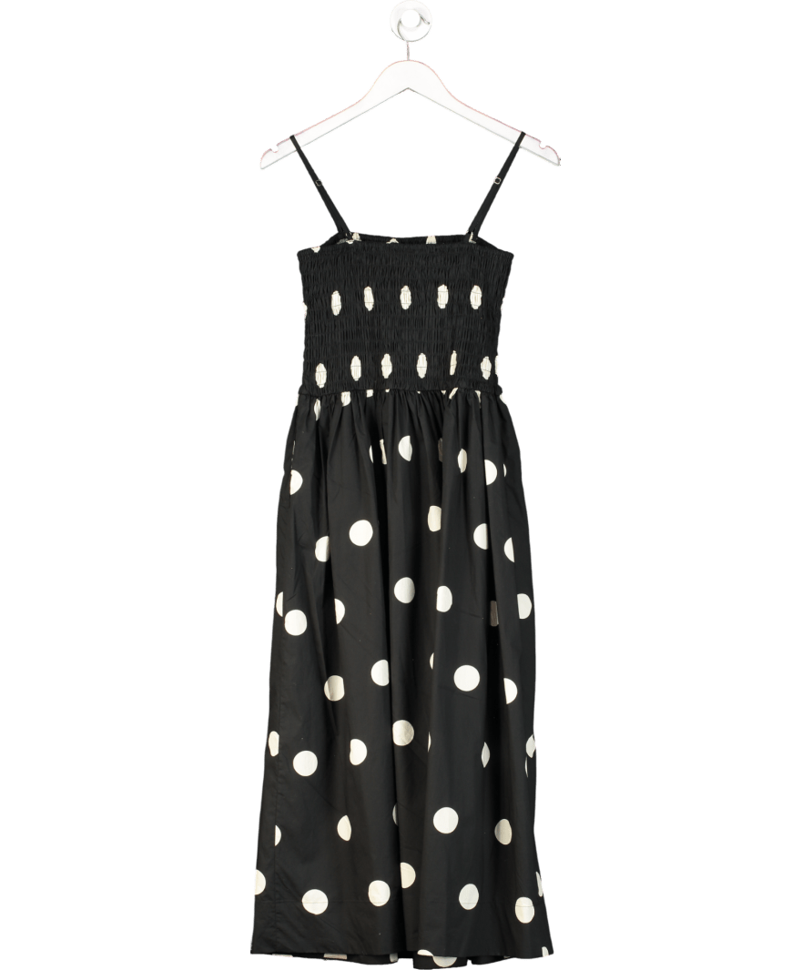 Ciao Lucia Black Mael Smocked Polka Dot Midi Dress UK S - Reliked