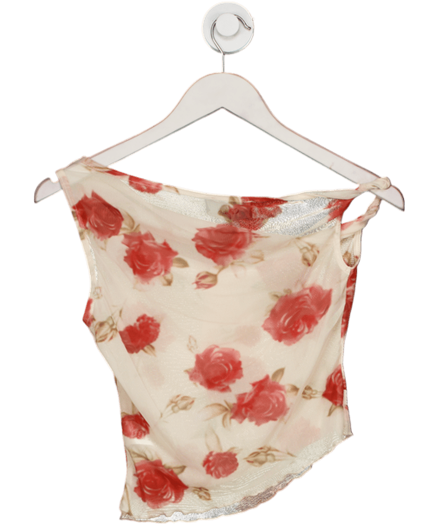 Cider Cream Mesh Rose Top UK M - Reliked