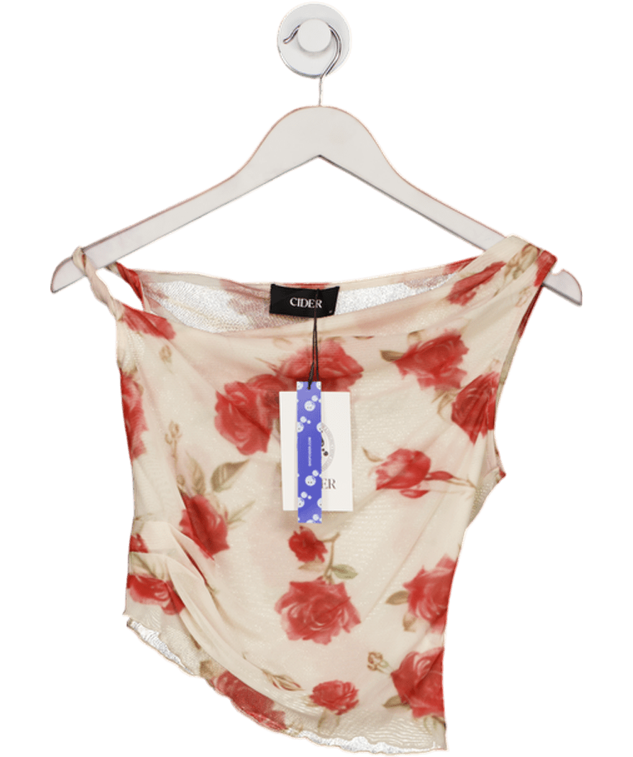Cider Cream Mesh Rose Top UK M - Reliked