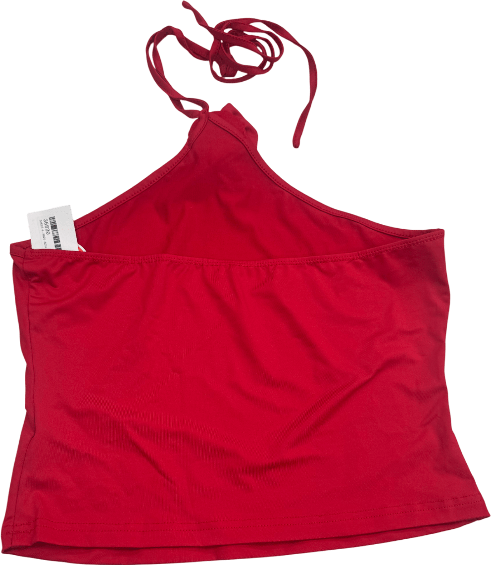Cider Red Halter Rosette Cami Tank Top UK M - Reliked